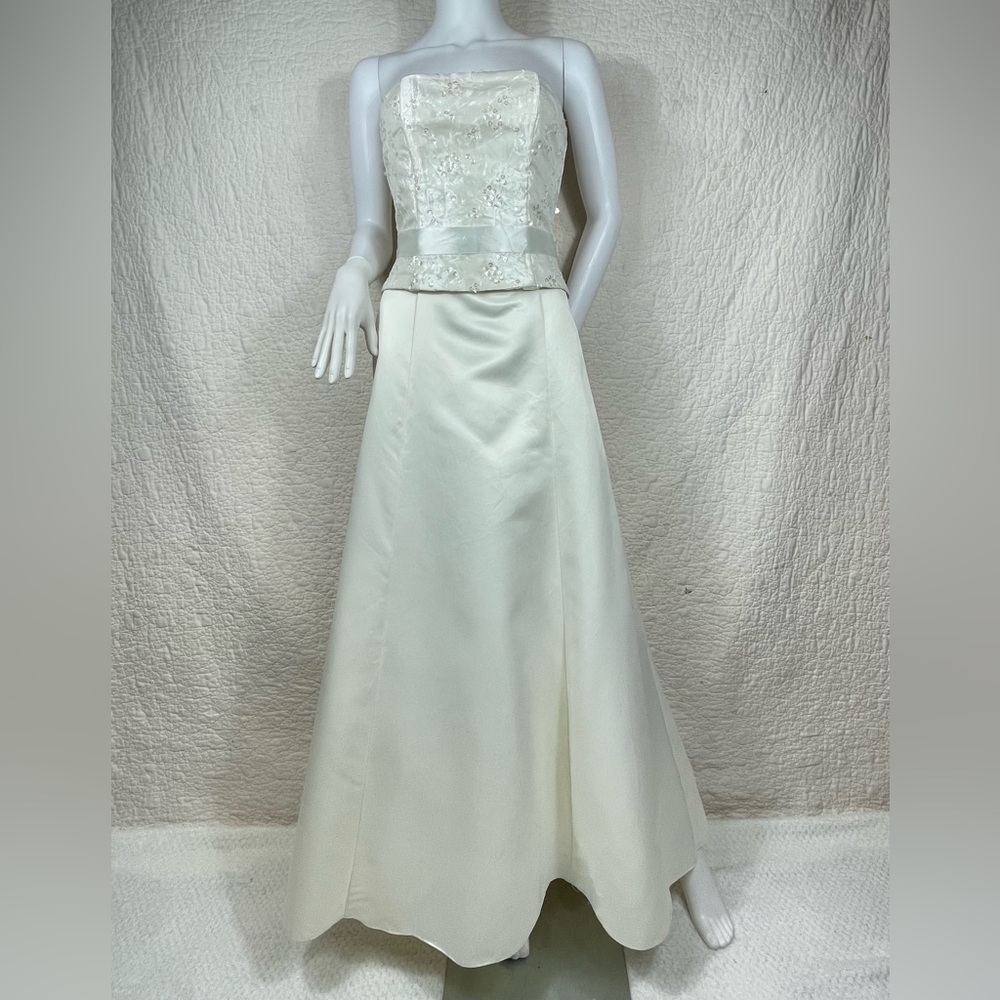 🔥VTG Jessica McClintock Gunne Sax Strapless Wedding Party Ivory Romantic Gown
